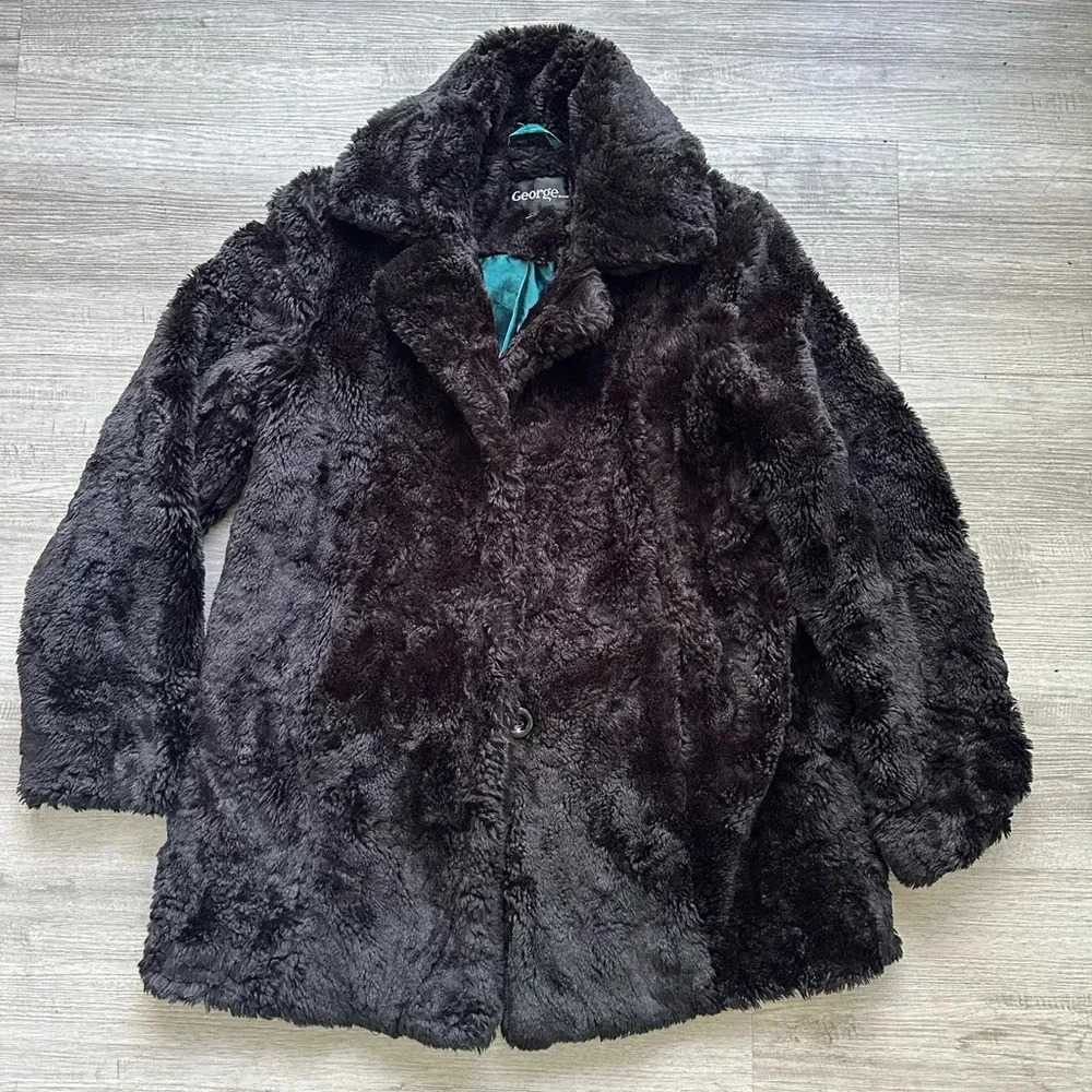 Vintage faux fur jacket Sz S run big baddie fabulous faux fur